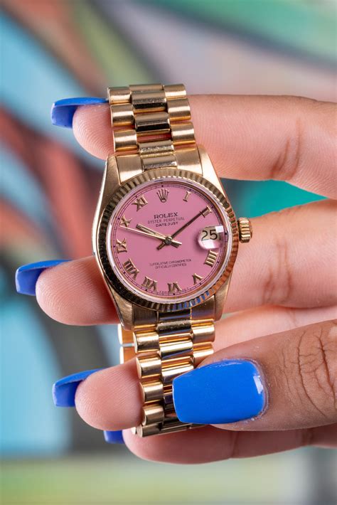 rolex pink gold watch|rolex watch pink face.